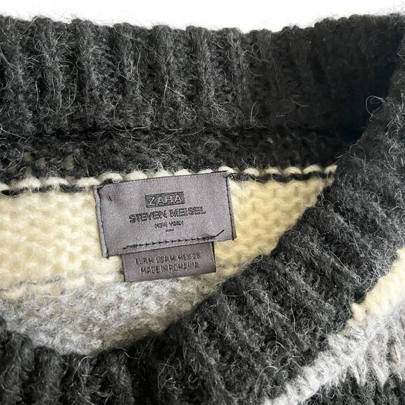 Zara Steven Meisel Striped Alpaca Sweater – Cozy Oversized Fit size M - Picture 3 of 6